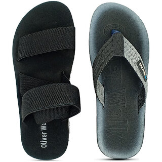 OLIVER WALK Sandal  Flip Flop For Men Set - Black (Pack of 2)