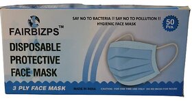 FAIRBIZPS 3Ply Mask with SoftEar Loops for Men Women Kids Disposable 3Ply Mask with Nose Pin Surgical Mask (Pack OF 50)
