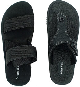 OLIVER WALK Men's Trending Sandal  Slipper Set (Pack of 2)