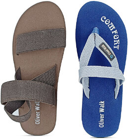 OLIVER WALK Men's Fabulous Sandal  Slipper Set (Pack of 2)