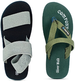 OLIVER WALK Men's Awesome Sandal  Slipper Set (Pack of 2)