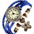 Mettle ITC-AW-Round-dimand-Rakhi-BLU dimand Fancy Leather Hand Knit Vintage Watches Dress Bracelet Women Girls Watch
