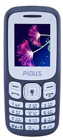 Pious P12 2G Dual SIM Keypad Phone - Compact 1.8 inch Display, Long-Lasting 1000mAh Battery (Blue)