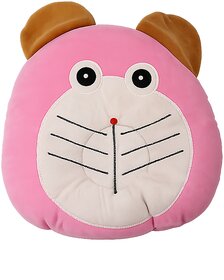 FAIRBIZPS Pillow New Born Baby, Ideal for Round Head Shaping with Foam Cotton0 - 12 months (PINK FACE WITH BROWN EARS)