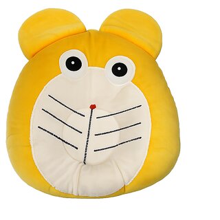 FAIRBIZPS Pillow for New Born Baby, Ideal for Round Head Shaping with Foam Cotton Cover for 0 - 12 months (YELLOW)