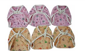FAIRBIZPS Cotton Hosiery Washable Reusable Nappy, Diaper, Langot for Baby (Multicolor, 0 - 6 Months) Pack of 6