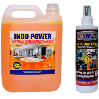 INDOPOWER ACc120-ADVANCE FLOOR CLEANER SHAMPOO (LIME) 5ltr.+ALL IN-ONE MULTI-PURPOSE SHINER 200ml.