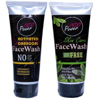 INDOPOWER ADd199-ACTIVATED CHARCOAL FACEWASH 100g. + SKIN CARE FACE WASH 100g.
