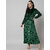 Elizy Women Green Collar Printed Velvet long dress
