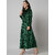 Elizy Women Green Collar Printed Velvet long dress