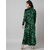 Elizy Women Green Collar Printed Velvet long dress