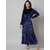 Elizy Women Blue Collar Printed Velvet long dress