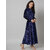 Elizy Women Blue Collar Printed Velvet long dress