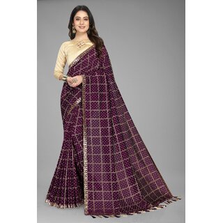 Purple Colour Bandhani Print Saree