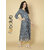 Fabclub Rayon Gold Foil Printed Anarkali Shape With Angrakha Style Women Kurti (Grey)