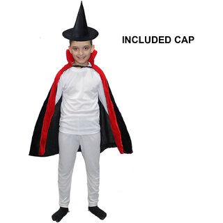 Kaku Fancy Dresses Halloween Dracula Robe & Hat Costume Set For Boys & Gilrs