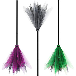 Kaku Fancy Dresses Halloween Witch Flying Broom Stick Horror Costume - 3Pcs