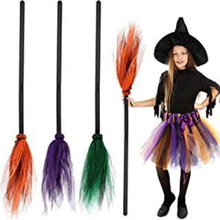 Kaku Fancy Dresses Halloween Witch Flying Broom Stick Horror Costume - 6Pcs