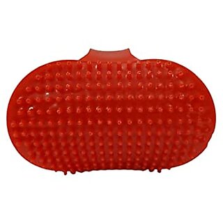 FAIRBIZPS Pet Bath Comb Massage Comb with Ring Handle Rubber Bristles Hand Brush Band Comb for Dogs  Cats