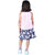 Kid Kupboard Cotton Girls Top and Skirt Light Pink Blue, Sleeveless, Round Neck