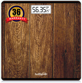 Healthgenie Digital Weight Machine Thick Tempered Glass LCD Display Weighing Scale  (Rich Wood)