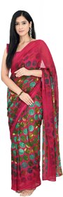 Pink Colour Pure Georgette Printed Saree With Blouse Piece