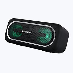 Zebronics Zeb-Delight 20 Bluetooth v5.0 Portable Speaker with 10W RMS TWS Function FM Radio Call Function Supports USB microSD 5H Backup Built-in Rechargeable Battery AUX and RGB Lights.
