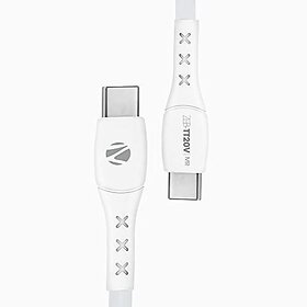Zebronics ZEB-TT20V Type C to Type C Cable with 20W PD Protocol Support Fast Charging Smartphone use Durable 1 Meter and Data Transfer Feature(White).
