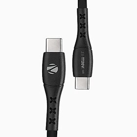 Zebronics ZEB-TT20V Type C to Type C Cable with 20W PD Protocol Support Fast Charging Smartphone use Durable 1 Meter and Data Transfer Feature(Black).