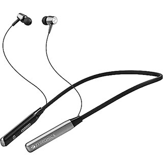 Zebronics Zeb-Lark Metallic Wireless in Ear Neckband Earphone with BT 5.0 Rapid Fast Charging (Metallic Black).