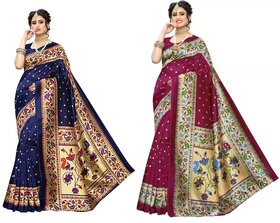 SVB Sarees Multicolor Art Silk Printed Sarees Pack Of 2 Saree