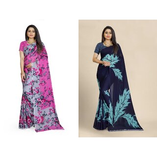 SVB Sarees Multicolor Art Silk Printed Sarees Pack Of 2 Saree