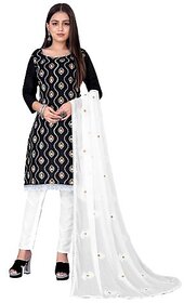 Sharda Creation Black Polycotton Embroidered Unstitched Dress