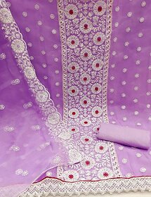 Sharda Creation Pink Oraganza Embroidered Unstitched Dress