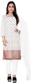 Sharda Creation White Chanderi Embroidered Unstitched Dress