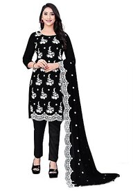 Sharda Creation Black Georgette Embroidered Unstitched Dress