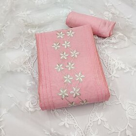 Sharda Creation Pink Chanderi Embroidered Unstitched Dress