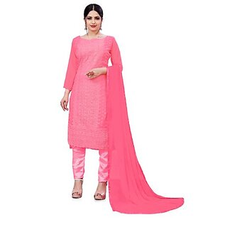 Sharda Creation Orange Georgette Embroidered Unstitched Dress