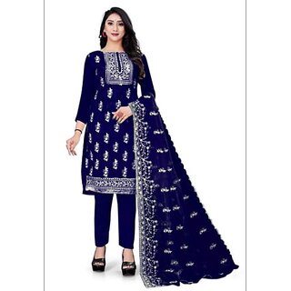 Sharda Creation Blue Oraganza Embroidered Unstitched Dress