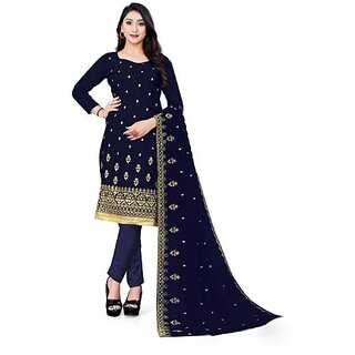 Sharda Creation Blue Georgette Embroidered Unstitched Dress