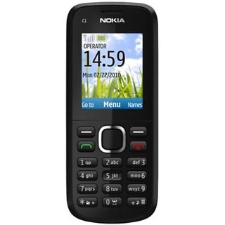 (Refurbished) Nokia C1-02 (Single SIM, 1.8 Inch Display, Black) - Superb Condition, Like New