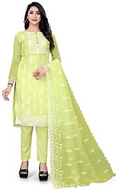 Sharda Creation Green Oraganza Embroidered Unstitched Dress