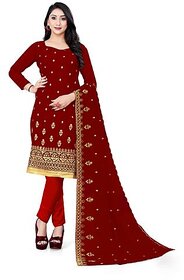 Sharda Creation Red Georgette Embroidered Unstitched Dress