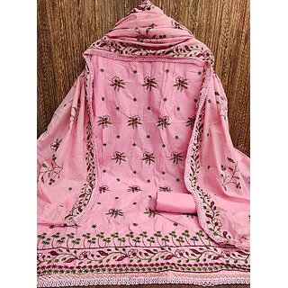 Sharda Creation Pink Polycotton Embroidered Unstitched Dress
