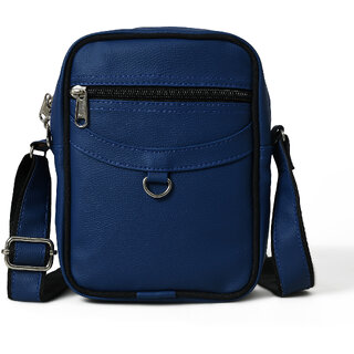 MATRICE messenger bag with blue faux vegan leather(NE-S-0799-Blue)