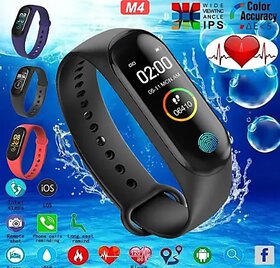 ALL NEW M4 Intelligence Bluetooth Health Wrist Smart Band Watch Monitor/Smart Bracelet/Smart Watch for Men/Activity Tracker/Bracelet Watch for Men/Smart Fitness Band - Black (M4 - Type - 4, Black