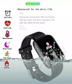 D116 Fitness Smart Band Activity Tracker Smartwatch with Sleep Monitor, Step Tracking, Heart Rate Sensor for Men, Women, Kids (Black