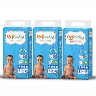 OYO BABY Diaper Premium Pants, Small size baby diapers Pants, Anti Rash diapers,12 Hours Protection (Pack of 3, Small)