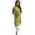 TAVAN Women Geometric Print Art Silk Straight Kurta (Green)