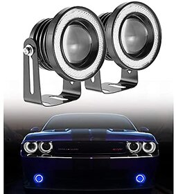 High Power White Led Fog Light Projector Cree with Angel Eye Ring for All Cars (3.5 Inch) (Set of 2Pcs)